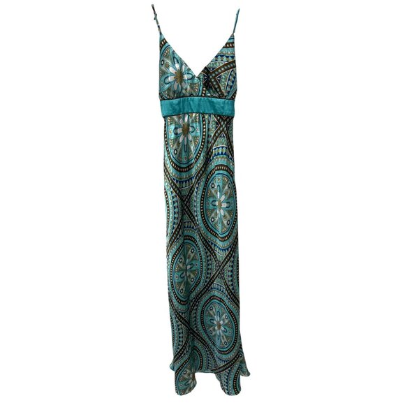 Y2K Studio Y Satin Maxi Slip Dress Size 5/6 Floral Boho Retro Fairy Whimsical - Picture 1 of 6